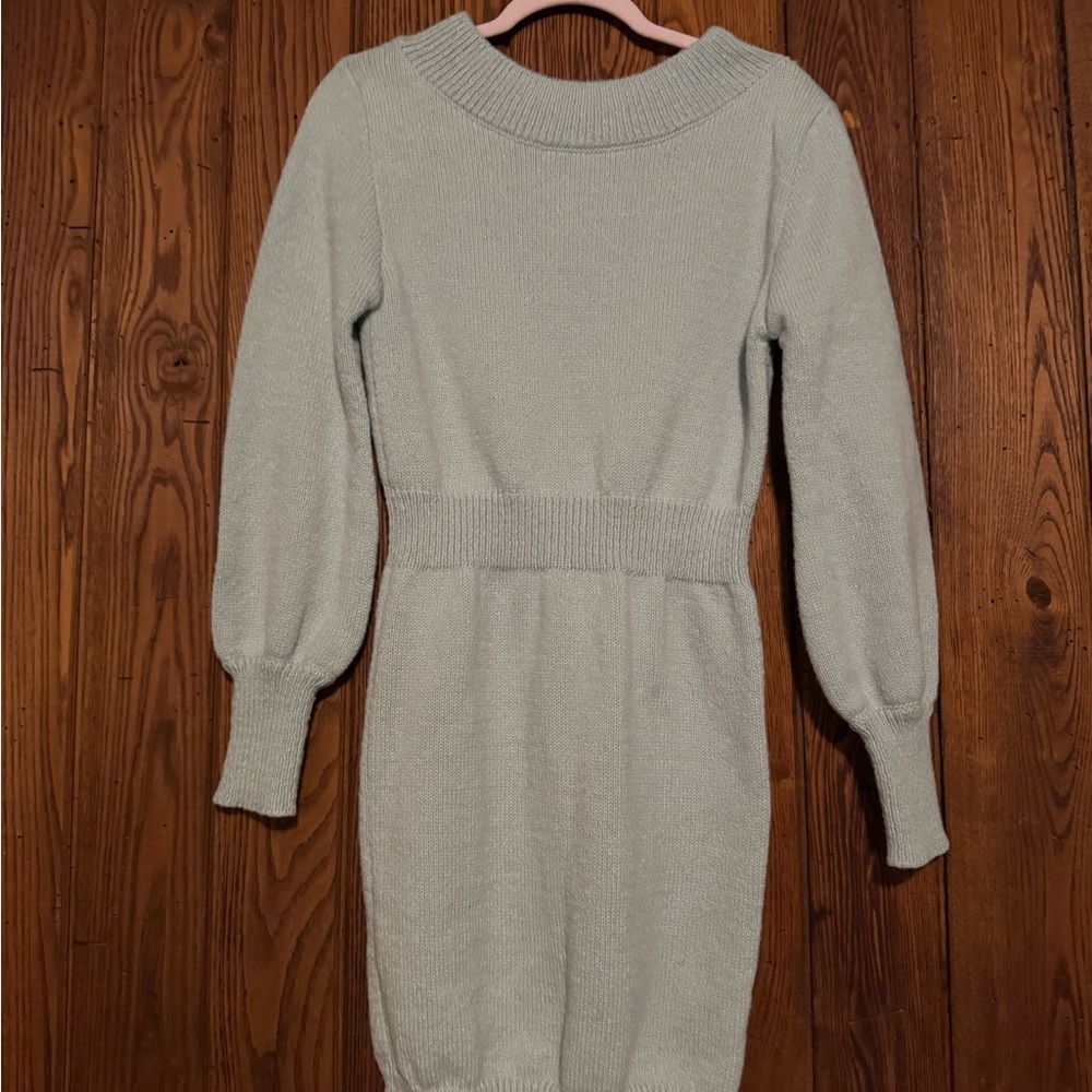 SHEIN Light Sage Green Ribbed Waist Knit Sweater Dress